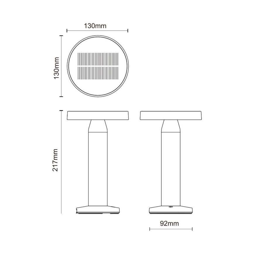 Zuma Line - LED Dimmable solar rechargeable table lamp LED/2W/2000 mAh IP44 black