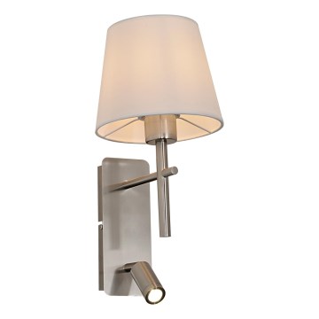 Zuma Line - LED Wall Lamp 1xE27/40W/230V + LED/2.5W matte chrome/white