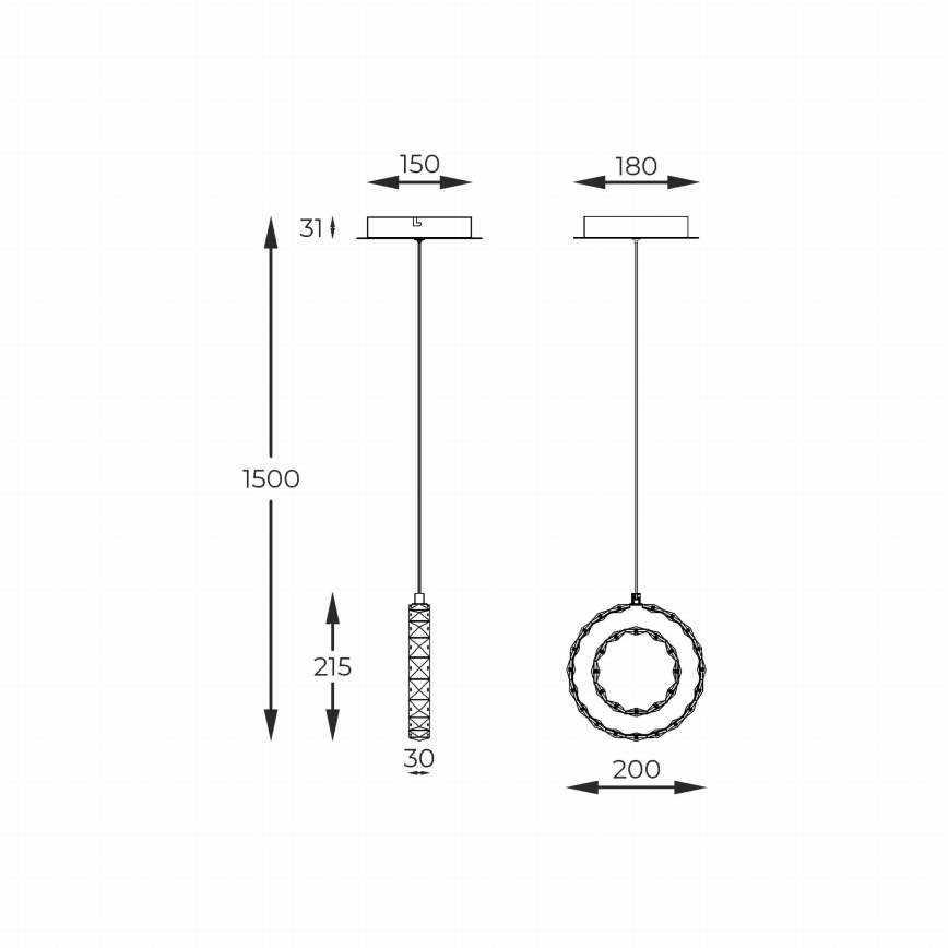 Zuma Line - Dimmable LED Cable Pendant 10W/230V, Gold
