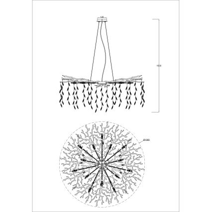Zuma Line - Cable-hung Chandelier 14x G9 3.5W/230V Ø 100 cm Gold