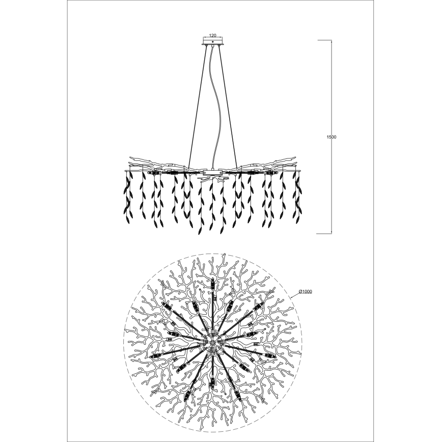 Zuma Line - Cable-hung Chandelier 14x G9 3.5W/230V Ø 100 cm Gold