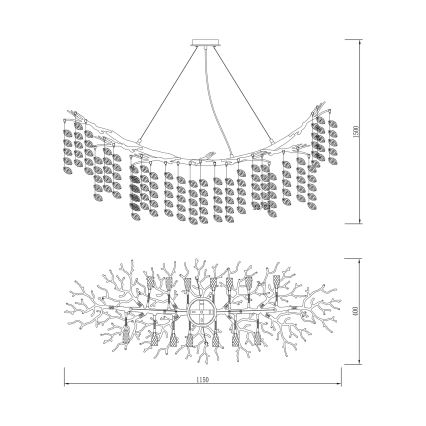 Zuma Line - Cable-suspended chandelier 14xG9/3,5W/230V 115x40 cm gold