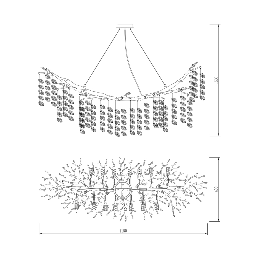 Zuma Line - Cable-suspended chandelier 14xG9/3,5W/230V 115x40 cm gold