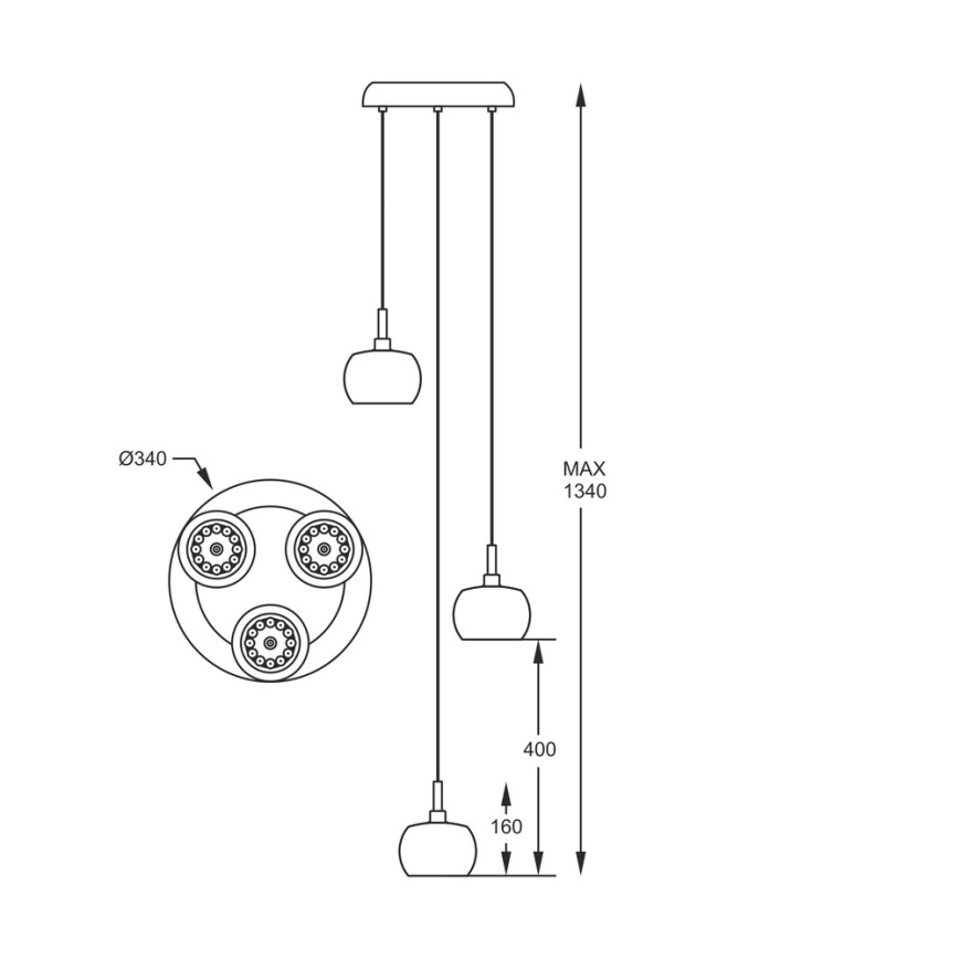 Zuma Line - Crystal chandelier on a string 3xG9/42W/230V