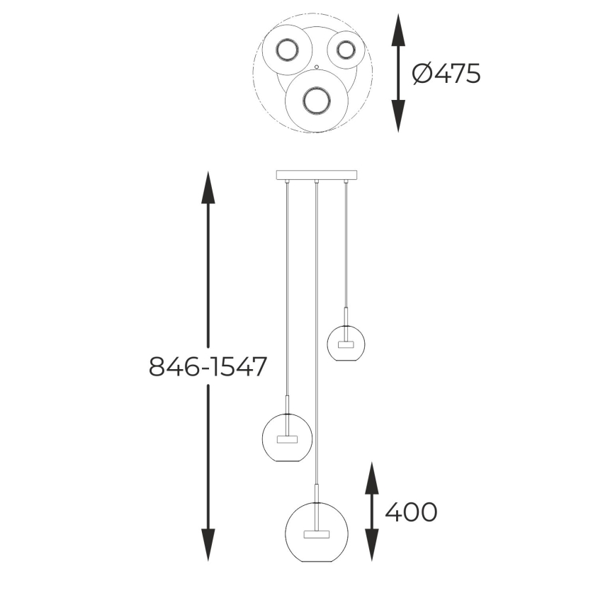 Zuma Line - LED Chandelier on a string 3xLED/5W/230V gold