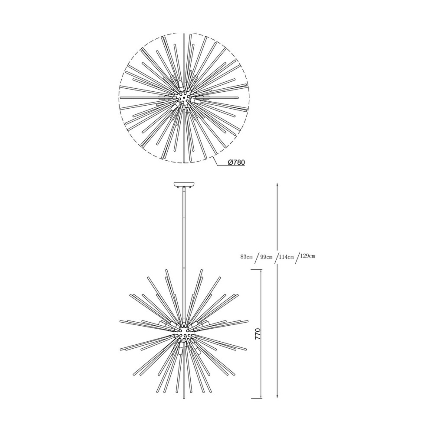 Zuma Line - Chandelier on a pole 9xG9/42W/230V gold