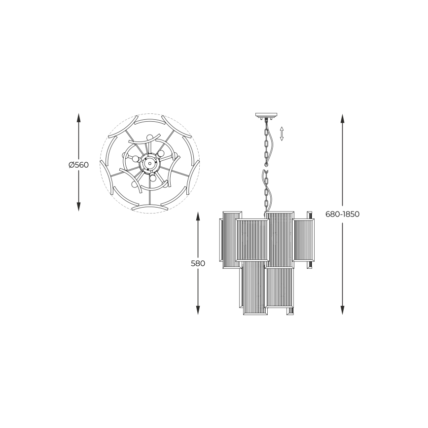 Zuma Line - Chandelier on a chain 8xE14/60W/230V shiny chrome
