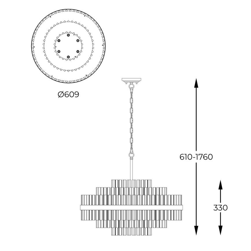Zuma Line - Chandelier on a chain 12xG9/28W/230V d. 60 cm gold