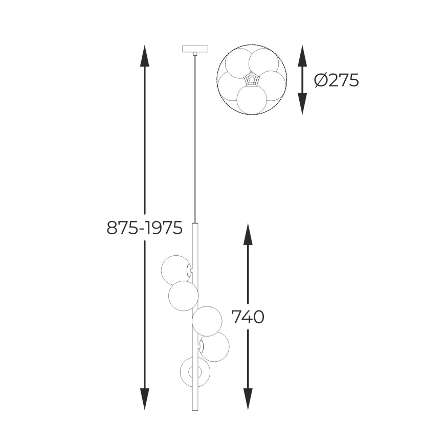 Zuma Line - Chandelier on a string 5xG9/4W/230V gold