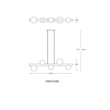 Zuma Line - Cable-Suspended Chandelier 5xG9/33W/230V Gold