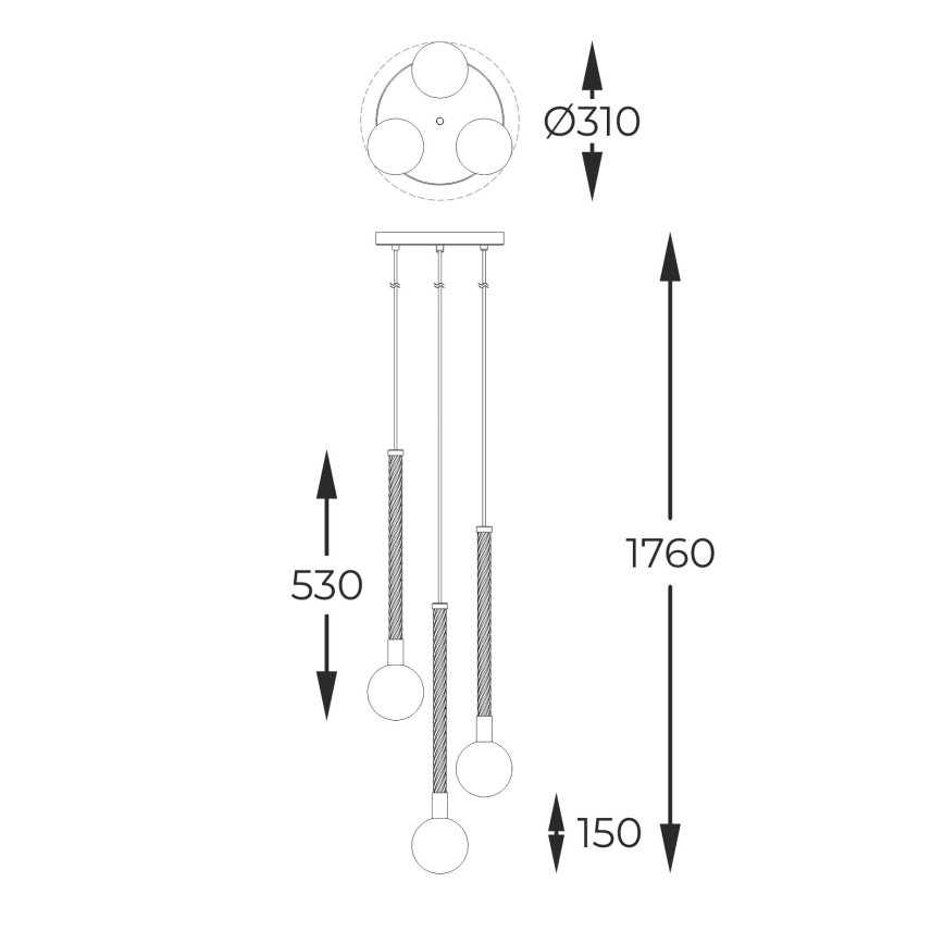 Zuma Line - Chandelier on a string 3xG9/6W/230V brass