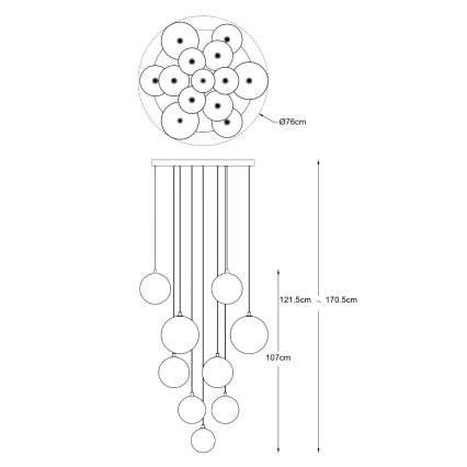 Zuma Line - Cable-suspended chandelier 13xG9/2W/230V gold