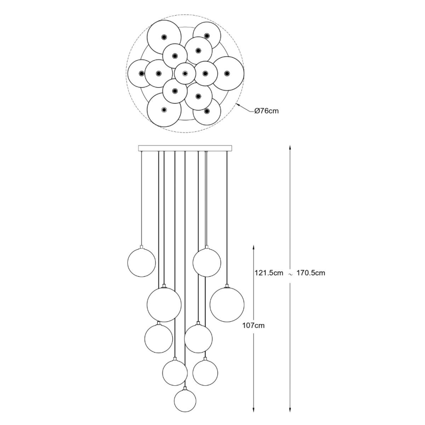 Zuma Line - Cable-suspended chandelier 13xG9/2W/230V gold