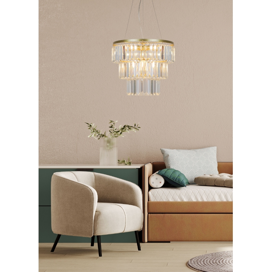 Zuma Line - Crystal chandelier on a string 4xE14/40W/230V gold