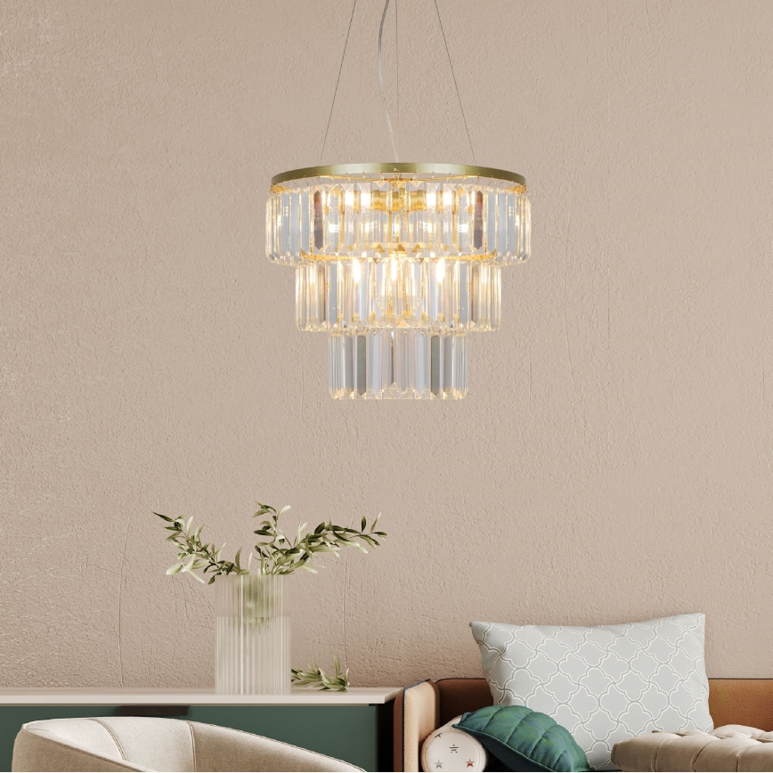 Zuma Line - Crystal chandelier on a string 4xE14/40W/230V gold