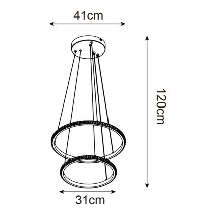 Zuma Line - LED Chandelier on a string RIDE LED/22W/230V + LED/14W d. 41 cm black