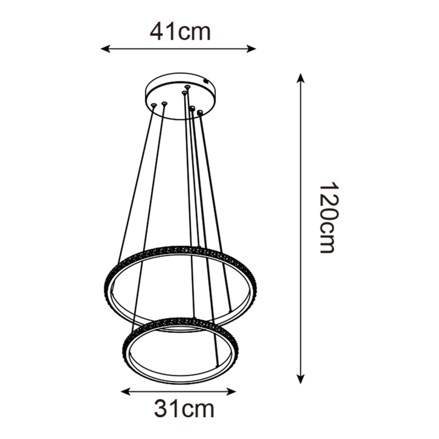 Zuma Line - LED Chandelier on a string RIDE LED/22W/230V + LED/14W d. 41 cm black