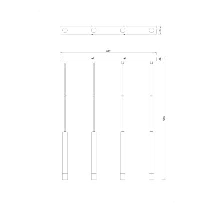 Zuma Line - Cable-Suspended Chandelier 4x G9/5W/230V, Gold