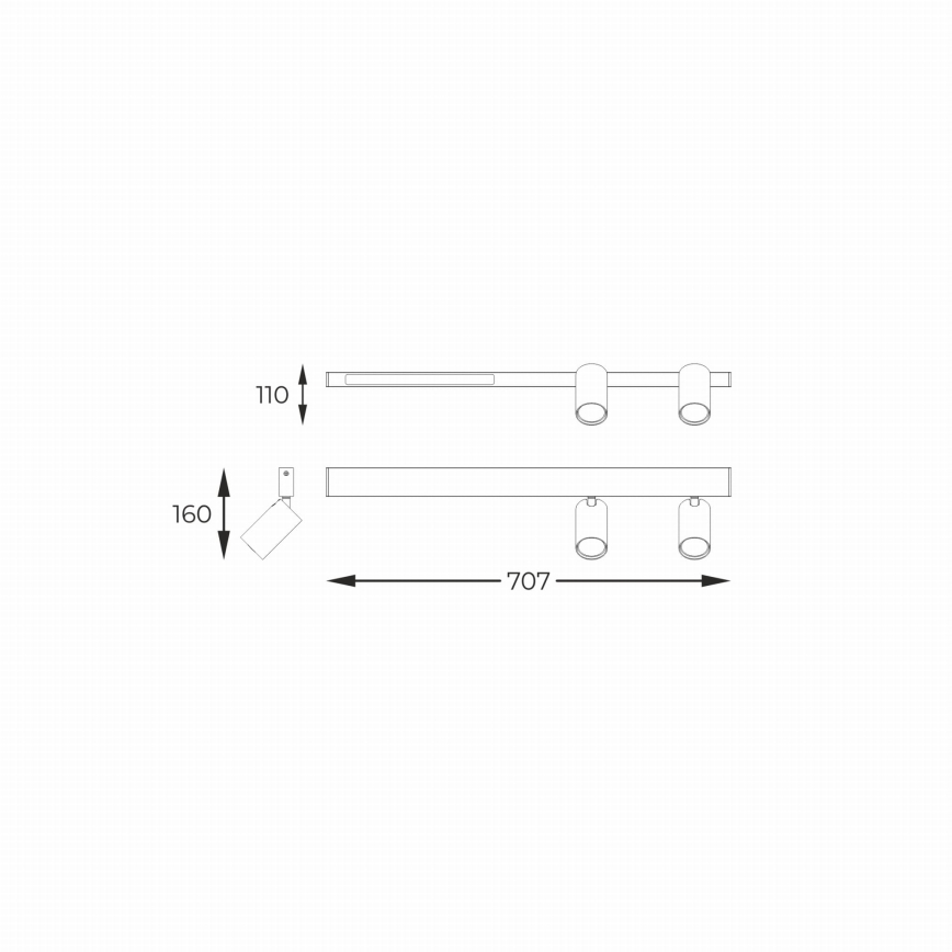 Zuma Line - LED Wall spotlight 2xGU10/5W/230V + LED/8W black