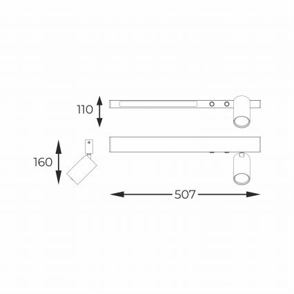 Zuma Line - LED Wall spotlight 1xGU10/5W/230V + LED/8W black