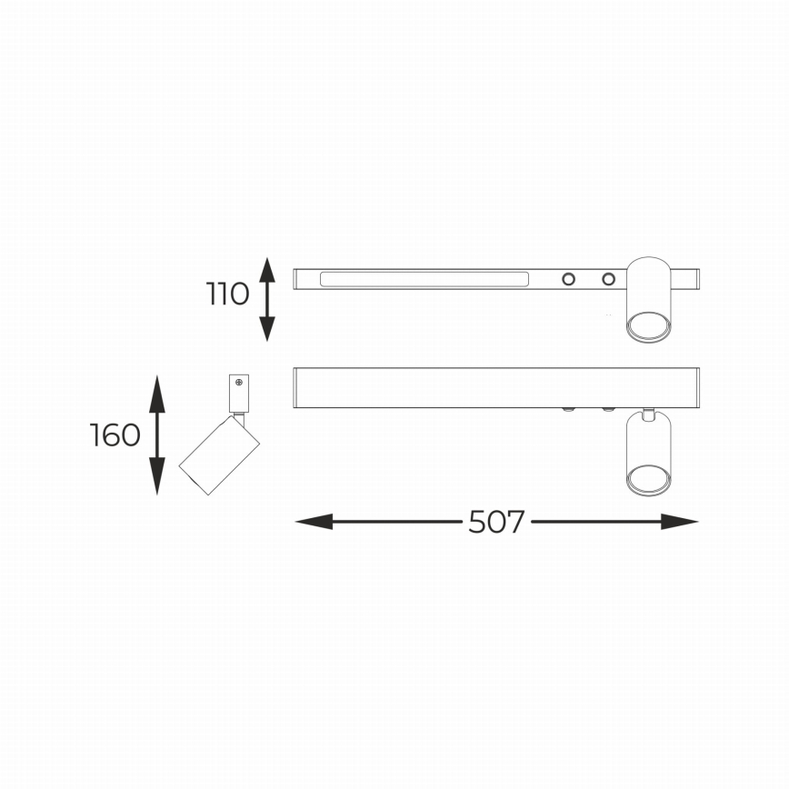 Zuma Line - LED Wall spotlight 1xGU10/5W/230V + LED/8W black
