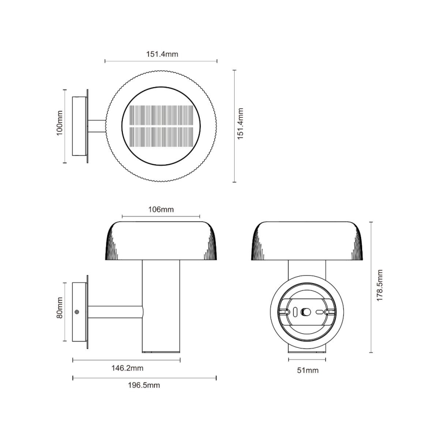 Zuma Line - LED solar wall lamp LED/2,5W/2000 mAh IP44 black