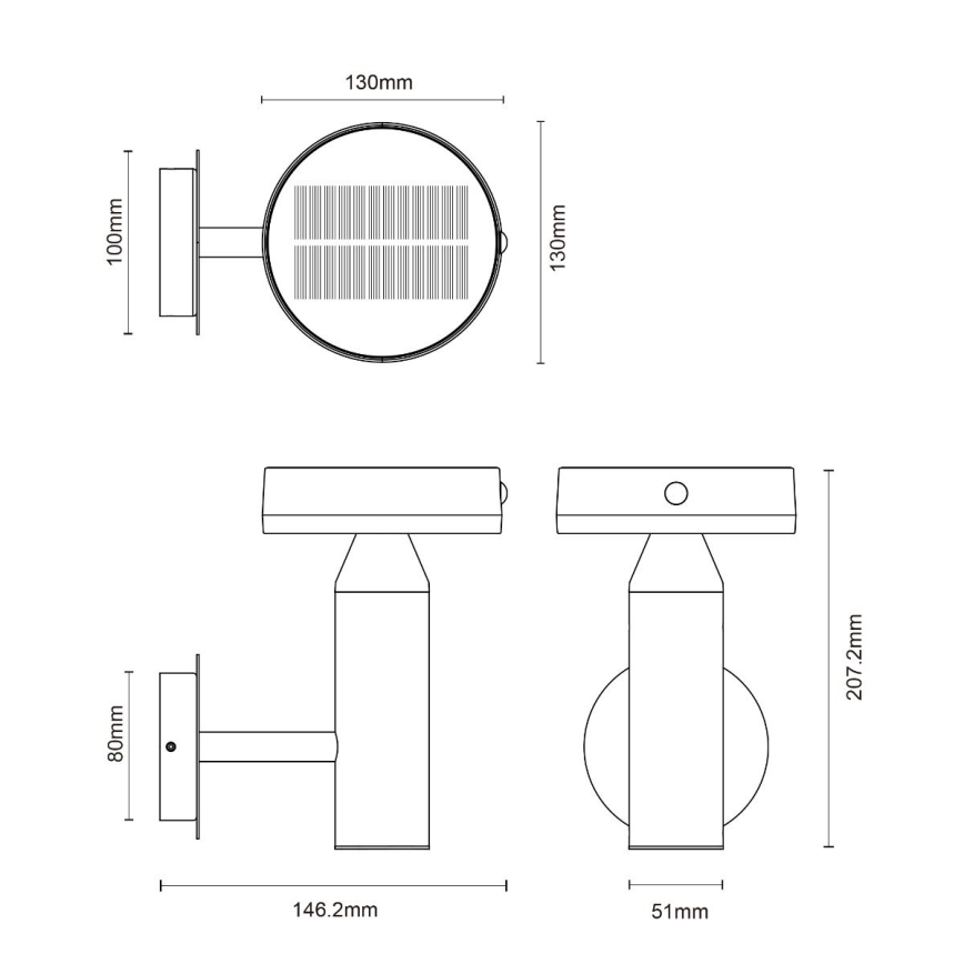 Zuma Line - LED Solar wall lamp with a motion and dusk sensor LED/4,5W/2000 mAh IP44 black