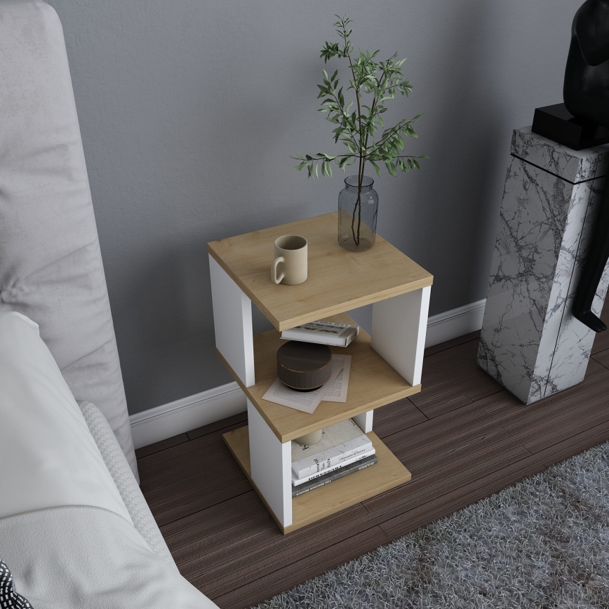 ZUNA bedside table oak/white