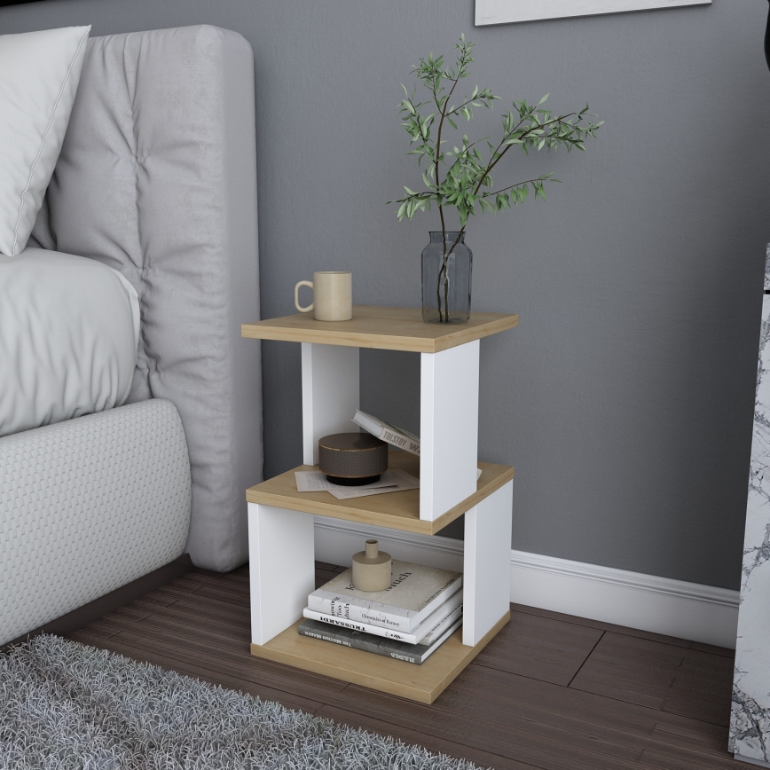 ZUNA bedside table oak/white